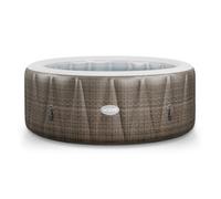 Wave Spas Wave Atlantic 6-Person Round Inflatable Hot Tub, 130-Jet Massage System, Energy-Efficient - Brown Rattan