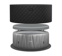 Wave Spas Wave Atlantic Energy-Efficient Hot Tub Bundle - 6-Person Inflatable Spa With Thermal Cover & Insulated Foam Mat - Grey Rattan