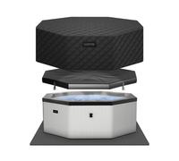 Wave Spas Wave Como Energy-Efficient Hot Tub Bundle - 6-Person Rigid Eco Foam Spa With Thermal Cover & Insulated Foam Mat - Graphite Grey