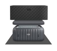 Wave Spas Wave Pacific Energy-Efficient Hot Tub Bundle - 6-Person Inflatable Spa With Thermal Cover & Insulated Foam Mat - Dark Grey
