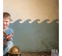 Wave Stencil | Reusable Home Nautical Decor Stencil | Paint Walls Fabrics & Furniture (Large- See Images)