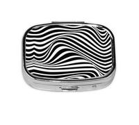 Wave Stripe Print Square Metal Pill Box Decorative Pill Case - Carry Your Meds in Style (Rectangular)