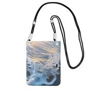 Wave Stripe2 Print Crossbody Bag For Women, Shoulder Bag Purse, Travel Sport Mini Phone Bag, Phone Wallet, Black, One Size