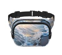 Wave Stripe2 print Fanny Pack Waist Packs with Extender for Men Women, Waist Bag Hip Pack with Zipper Pockets, Black, One Size