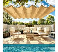 Wave Sun Shade,Retractable Wave Shade Cloth 330 x 925 cm Pes Polyester, Waterproof 98% UV Block, Wind and Tear Resistant, Rectangle Awning Canopy with Eyelets and Rope for Deck Swimming, San