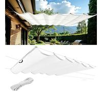 Wave Sun Shade,Retractable Wave Sun Shade Sail 270 x 370 cm Pes Polyester, Waterproof 98% UV Block, Wind and Tear Resistant, Sun Shade Sail Square with Eyelets and Rope for Deck Swimming, Wh
