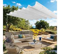Wave Sun Shade,Sun Shade Sail Retractable Wave 195 x 715 cm Pes Polyester, Waterproof 98% UV Block, Wind and Tear Resistant, Patio Sun Shade Sail with Eyelets and Rope for Deck Swimming, Whi