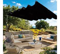 Wave Sun Shade,Sun Shade Sail Retractable Wave 285 x 745 cm Pes Polyester, Waterproof 98% UV Block, Wind and Tear Resistant, Patio Sun Shade Sail with Eyelets and Rope for Deck Swimming, Bla