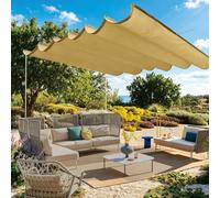 Wave Sun Shade,Sun Shade Sail Retractable Wave 330 x 775 cm Pes Polyester, Waterproof 98% UV Block, Wind and Tear Resistant, Patio Sun Shade Sail with Eyelets and Rope for Deck Swimming, San