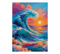 Wave Sunset Ocean Jigsaw Puzzle, 1000 Pcs Indoor Adult Game | 70x50cm Cardboard, Brain Workout, Smooth Surface Finish, Adult Hobbyists, Stress Reduction