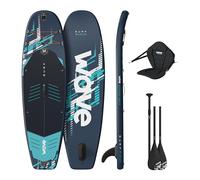 Wave Surf Kids 2-in-1 8'6ft Inflatable Stand Up Paddle Board | Kids iSUP Package with Adjustable Paddle, Pump, Fin, Leash, Repair Kit & Backpack | Non-Slip Deck | Navy