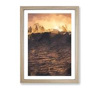 Wave Touching The Trees In Abstract Modern Framed Wall Art Print, Ready to Hang Picture for Living Room Bedroom Home Office Décor, Oak A2 (64 x 46 cm)