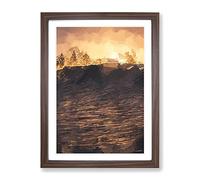 Wave Touching The Trees In Abstract Modern Framed Wall Art Print, Ready to Hang Picture for Living Room Bedroom Home Office Décor, Walnut A2 (64 x 46 cm)