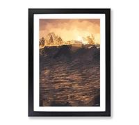 Wave Touching The Trees In Abstract Modern Framed Wall Art Print, Ready to Hang Picture for Living Room Bedroom Home Office Décor, Black A2 (64 x 46 cm)