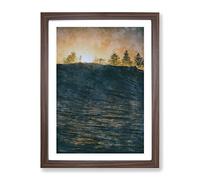 Wave Touching The Trees Painting Modern Framed Print | A4 Walnut Framed Wall Art | Ready to Hang | Modern Floral Picture | Living Room Bedroom Lounge Office