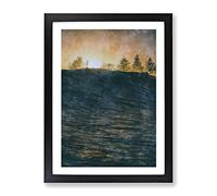 Wave Touching The Trees Painting Modern Framed Wall Art Print, Ready to Hang Picture for Living Room Bedroom Home Office Décor, Black A3 (34 x 46 cm)