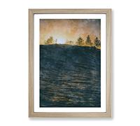 Wave Touching The Trees Painting Modern Framed Wall Art Print, Ready to Hang Picture for Living Room Bedroom Home Office Décor, Oak A3 (34 x 46 cm)