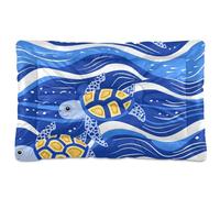 Wave Turtle Vector Washable Dog Bed Mat Soft Comfortable Anti-Slip Bottom Cat Kennel Crate Pad for Large Jumbo Medium Small Dogs 36" x 24"