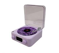 Wave Vinyl Bluetooth Speaker with Adjustable Ambient Lights, Music Player with 4 Modes, Vintage Record Model Players with Time, Small Record Player for Room Desk, Waves Speaker Creartive Gift