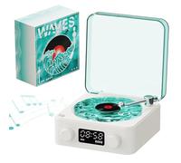Wave Vinyl Speaker, 6x6inch Mini Portable CD Player That Looks Like a Record Player with 4 Playback Modes & LED Display, Small Music for Room Desk (Style 1)