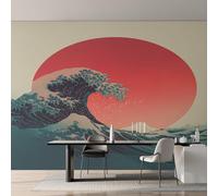 Wave Wallpaper, Bedroom Wallpaper for Living Room, Sun Sunset Japan Japanese Sea Wall Mural, Home Decor, Photo Wall Paper, 130 x 80 cm H&J-65