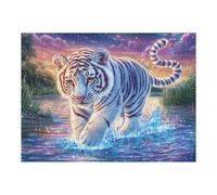 Wave White Tiger 500 Piece Complete Jigsaw Puzzle Set Feline Water Stream Teens Beginners Educational Challenge Puzzle Fans Group Play Anniversary Creativity & Gift Giving 500 PCS