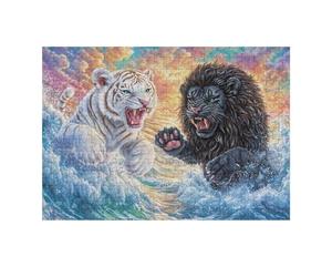Wave White Tiger & Black Panther 300 Piece Pack DIY Jigsaw Puzzle Collectors Cognitive Development Educational Decorative Puzzle Gifts for Adults Recycled Cardboard 300 PCS