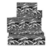 Wave Wrapping Paper - 6 Sheets Ocean Gift Wrap For Men Women Kids Teens - Birthday Christmas Wedding Anniversary - Black White Japanese Sea Wave Print - Comes With Tags by Central 23