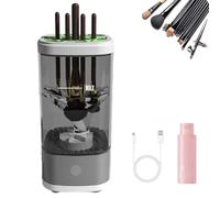 Wavearnn Electric Makeup Brush Cleaner, 2-in-1 Electric Brush Automatic Machine, Low Noise Makeup Brushes Cleaner Machine, for All Size Brushes Sponges (Gray)