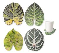 Waveaura Drink Coasters Set of 4 Green Leaf Cup Coaster Home Table Decor Cute Absorbent Coasters New Home Gifts Living Room Decorative Accessories Housewarming Gifts Funny Natural Beauty
