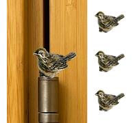 Waveaura Mini Brass Sparrow 3 Pcs Door Hinge Heads Decorative Topper Magnetic Vintage Animal Theme Little Hinge Pin Head Cute Ornament Small Home Decoration Hinge Caps