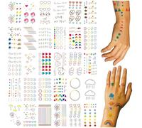 Waveaura Small Temporary Tattoos 30 Sheets Kit Dopamine Cute Mini Semi Permanent Fake Tattoo Stickers Party Bag Fillers Waterproof Happy Colorful Stick On Transfer Tattoos for Hands & Body