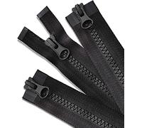 Wavebeexs 25 Inch Jacket Zipper, 3 Piece #5 Zipper for Jacket, Black Plastic Coat Zippers Replacement, Separating Zippers for Coat, Down Jacket, Sweatshirt, Clothes, Parka, and More