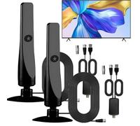 Wavemax TV Antenna 2025 Digital Hdtv Indoor Outdoor Amplified, Portable Broad Wave Beam Television Receiver Portable Suction Cup Plug Play, Support 8k 4k 1080 for Campers(2pcs)