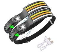 WavePro 230° Ultra-Light Motion-Sensing Headlamp, 230° Wide Beam Head Lamp Motion Sensor LED Headlamp, Rechargeable Portable Hard Hat Headlamp Camping (2pcs)