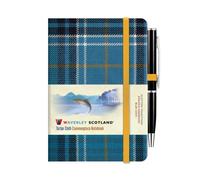 Waverley Blue Loch Tartan cloth mini notebook with pen : Waverley Scotland Tartan Commonplace Notebooks