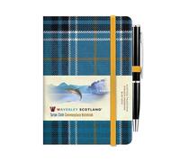 Waverley Blue Loch Tartan cloth mini notebook with pen