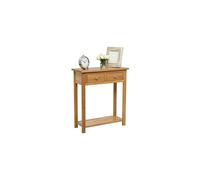 Waverly Oak Wide Console Table with 2 Drawers in Light Oak Finish Solid Wooden Side Table with Shelf for Living Room and Hallway Telephone Stand with