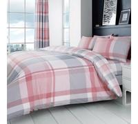 GC GAVENO CAVAILIA Checkered Duvet Cover Set Double, Soft and Warm Polycotton Printed Bedding Set with Matching Pillowcases, Blush Pink