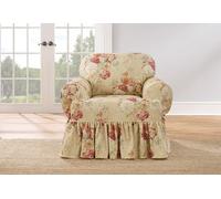 Waverly SURE FIT Ballad Bouquet Armchair T-Cushion Skirted Slipcover Pink