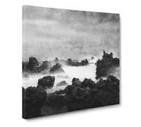 Waves Against the Rock Canvas Print | Gallery Wrapped 30mm Frame Wall Art | 20x20 inches | Ready to Hang | Coastal Seascape Picture | Living Room Bedroom Lounge Office