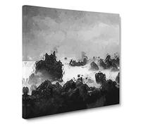 Waves Against the Rock Canvas Print | Gallery Wrapped 30mm Frame Wall Art | 20x20 inches | Ready to Hang | Coastal Seascape Picture | Living Room Bedroom Lounge Office