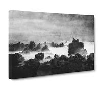 Waves Against The Rock Canvas Print | Gallery Wrapped 30mm Frame Wall Art | 30x20 inches | Ready to Hang | Coastal Seascape Picture | Living Room Bedroom Lounge Office