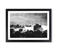 Waves Against The Rock Painting Framed Print | A2 Black Framed Wall Art | Ready to Hang | Modern Nautical Picture | Living Room Bedroom Lounge Office