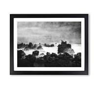 Waves Against The Rock Painting Modern Art Framed Print | A4 Black Framed Wall Art | Ready to Hang | Modern Nautical Picture | Living Room Bedroom Lounge Office