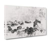 Waves Against the Rock Watercolour Canvas Print for Living Room Bedroom Home Office Décor, Wall Art Picture Ready to Hang, 30 x 20 Inch (76 x 50 cm)