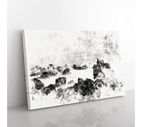 Waves Against The Rock Watercolour Modern Canvas Wall Art Print Ready to Hang, Framed Picture for Living Room Bedroom Home Office Décor, 50x35 cm (20x14 Inch)
