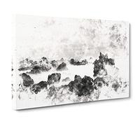 Waves Against The Rock Watercolour Modern Canvas Wall Art Print Ready to Hang, Framed Picture for Living Room Bedroom Home Office Décor, 24x16 Inch (60x40 cm)