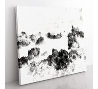 Waves Against the Rock Watercolour Modern Canvas Wall Art Print Ready to Hang, Framed Picture for Living Room Bedroom Home Office Décor, 50x50 cm (20x20 Inch)