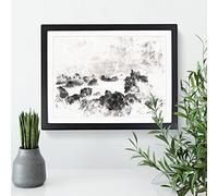 Waves Against The Rock Watercolour Modern Framed Print | A3 Black Framed Wall Art | Ready to Hang | Modern Nautical Picture | Living Room Bedroom Lounge Office